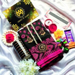 জামদানি কালো গোলাপি